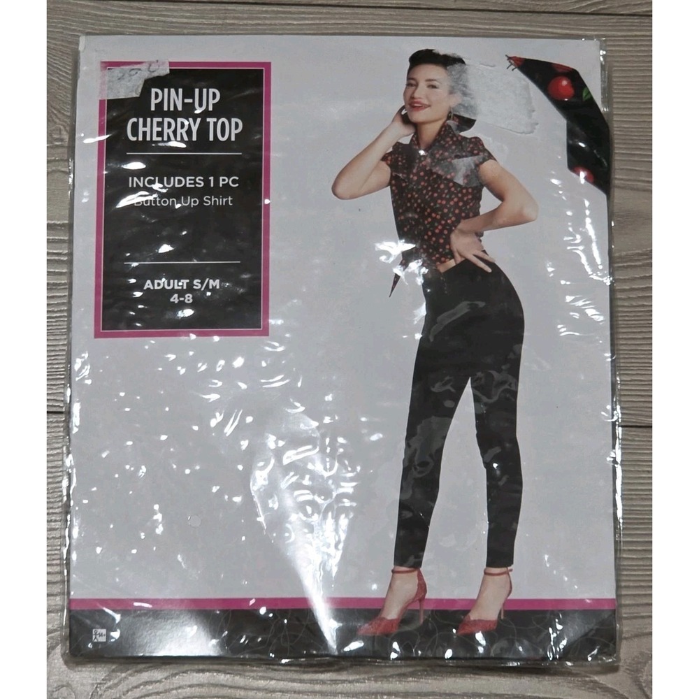 Vintage Pin-Up Cherry Top 1950s Style Women's Blouse Small 4/8 Adult Costume NEW